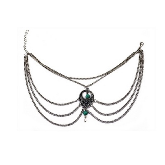 Set of 2- Boho Silver/Turquoise Barefoot Sandal Anklet - Picture 3 of 10